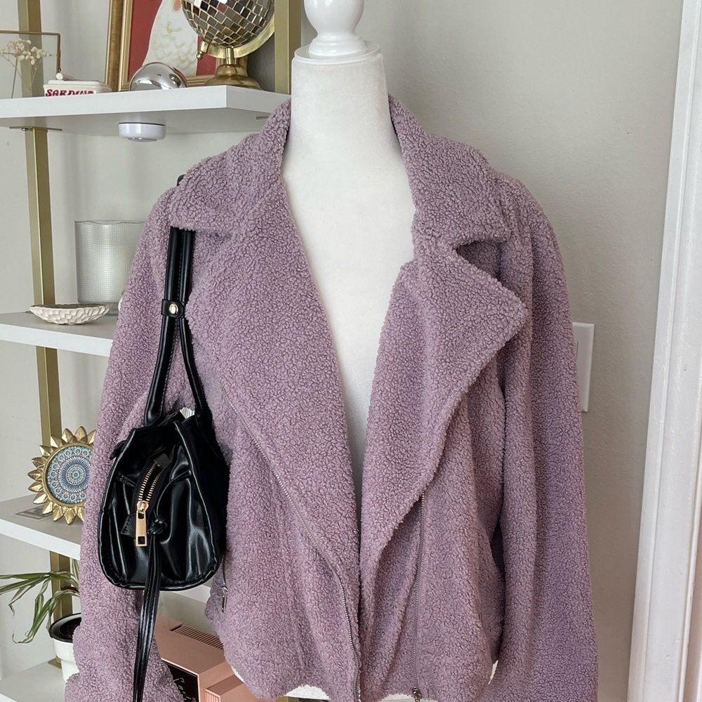NEW Women's Lavender Sherpa Jacket Size XL
